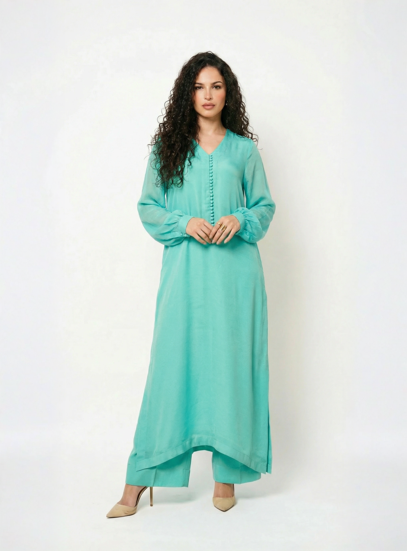 Turquoise Chiffon Set