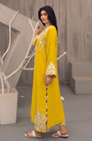 Long Raya Mustard Yellow Khaadi Silk Kurta Set