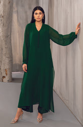 Lina Emerald Green Georgette Chiffon Dress