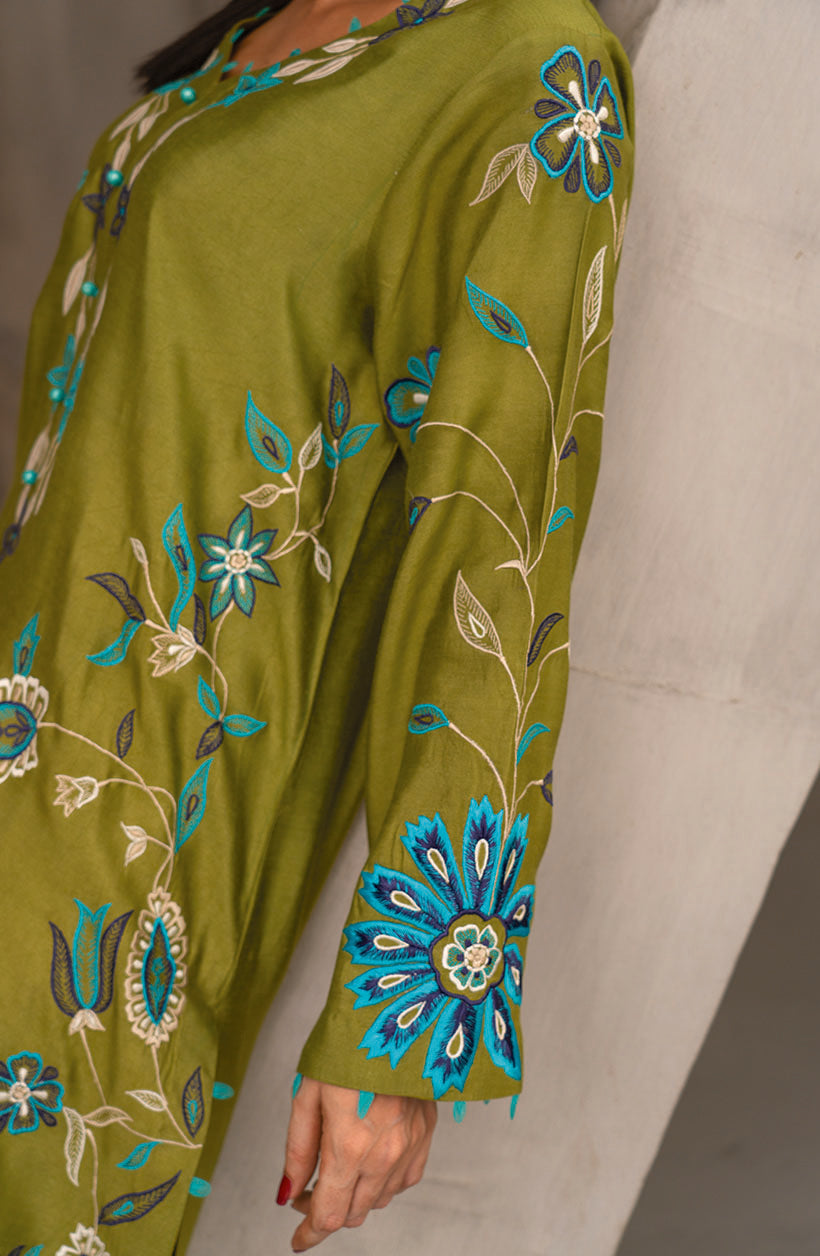 Olive Embroidered Set