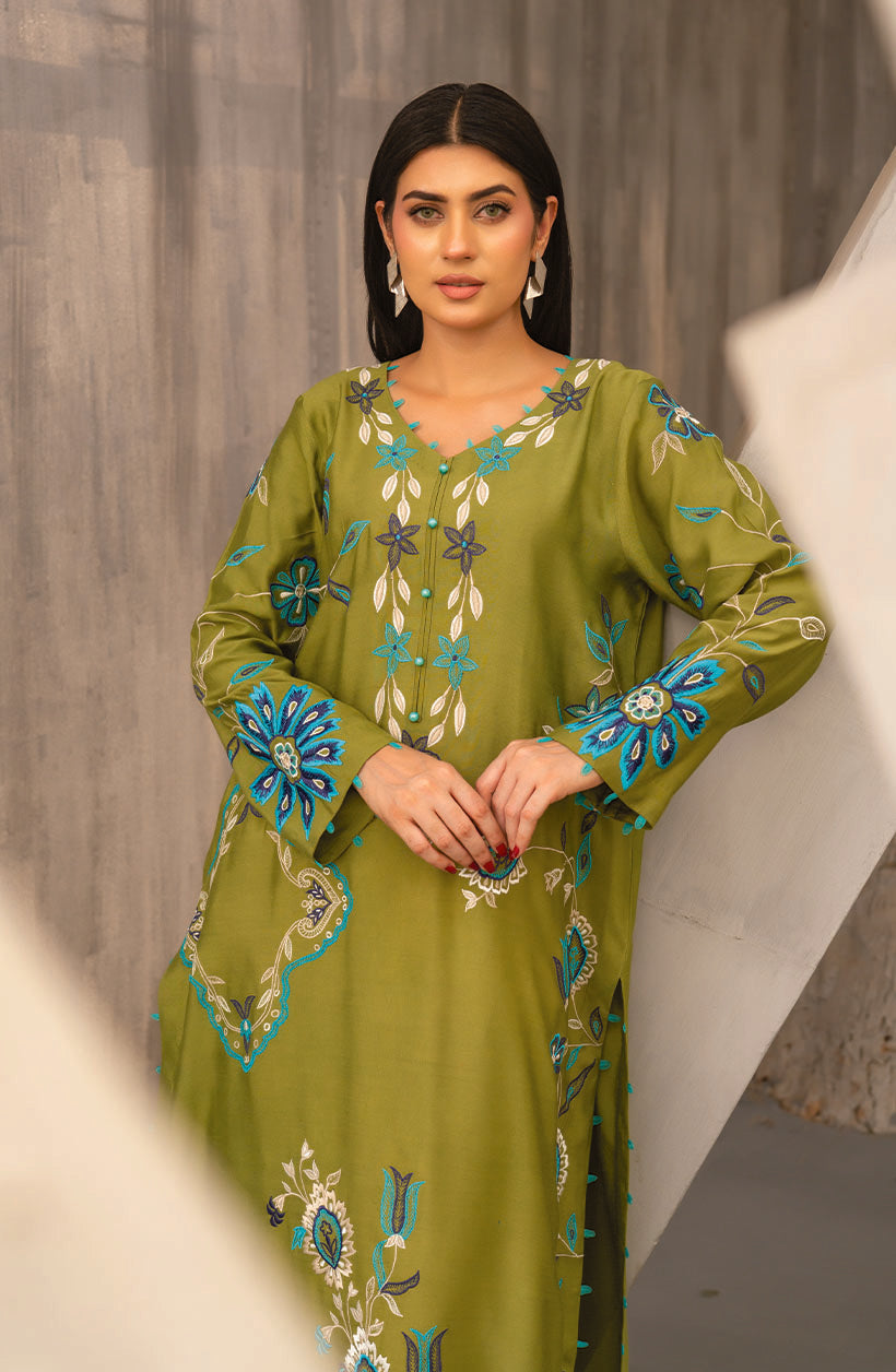 Olive Embroidered Set