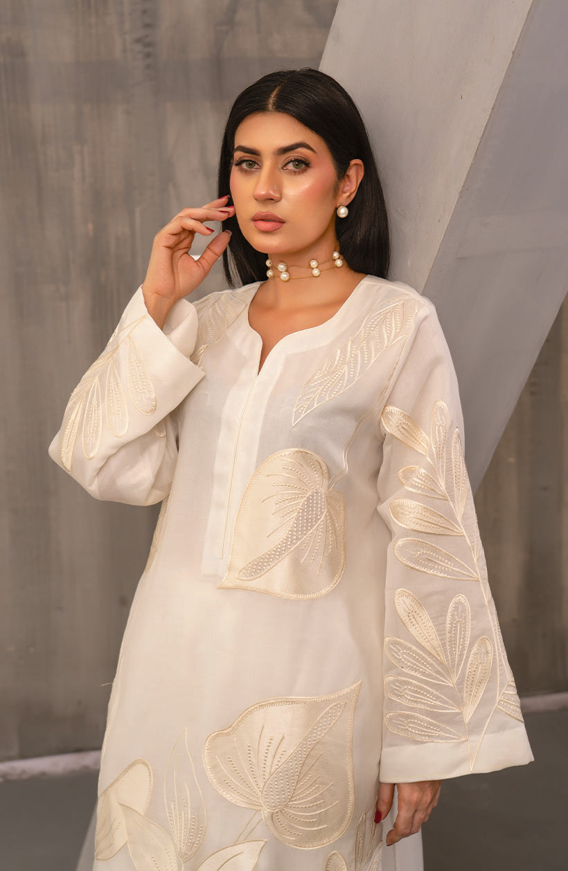 Floral Ivory Embroidered Set
