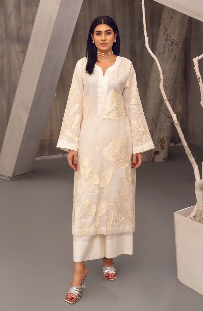 Floral Ivory Embroidered Set