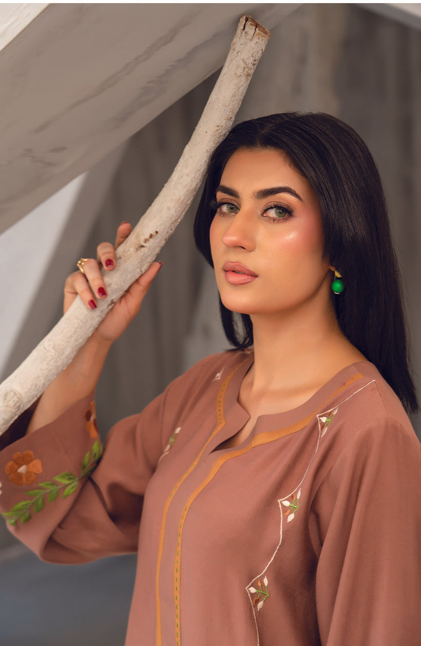 Coffee Brown Embroidered Set
