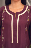 Zee Top Purple Khaadi Silk Kurta Set