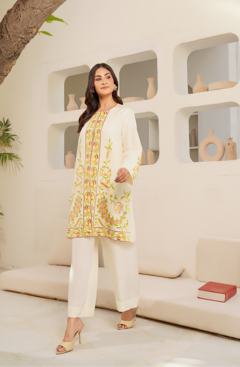 Warm Ivory Embroidered 3-Piece Set