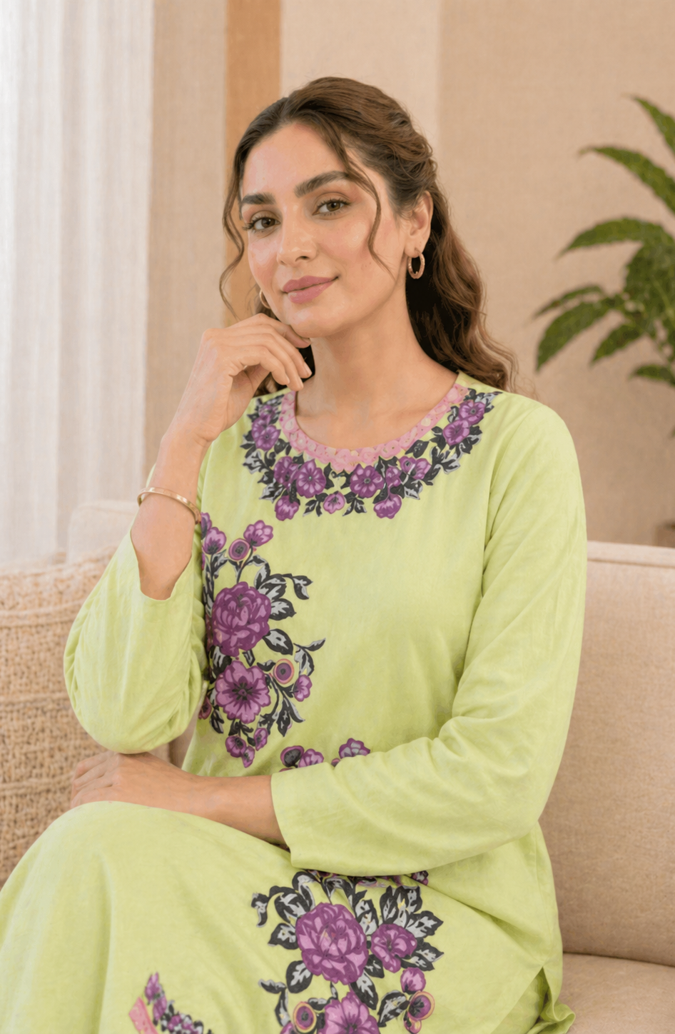 Mint Embroidered Set