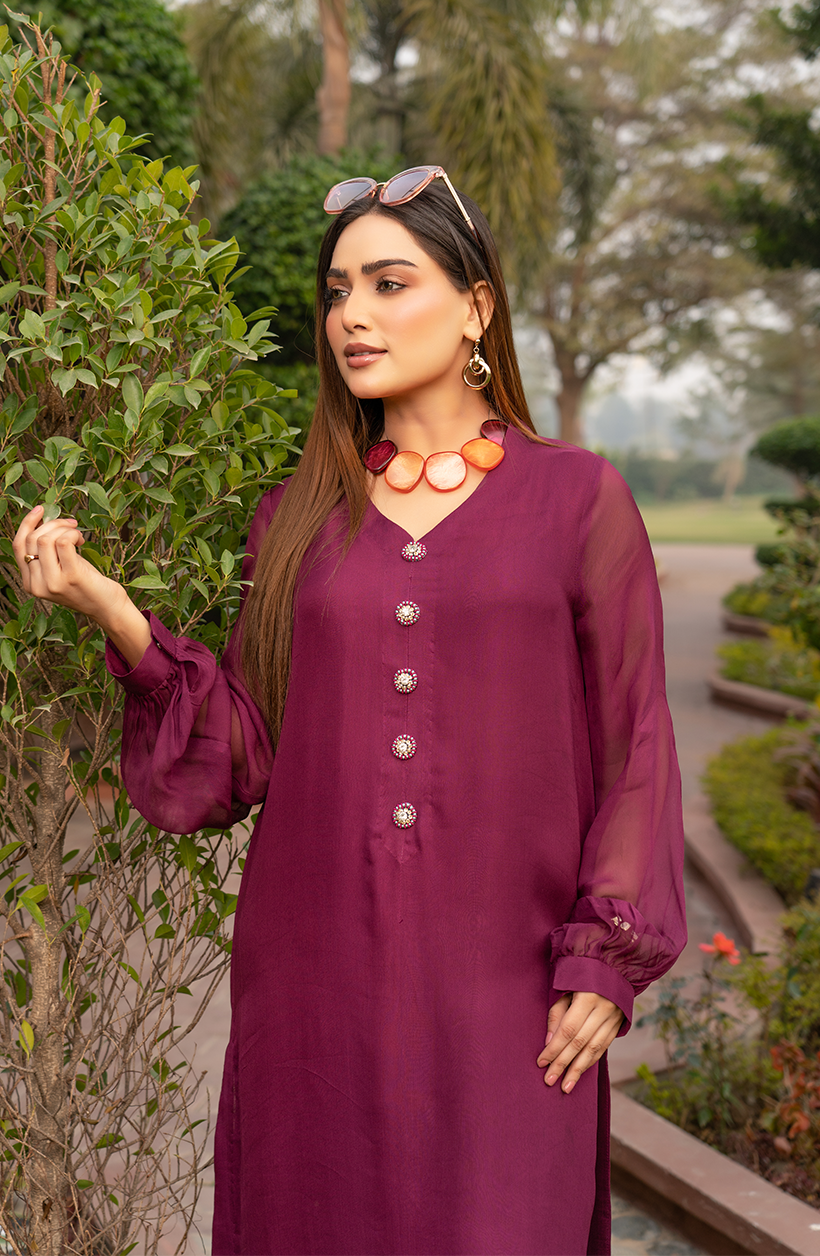 Aubergine Rose Chiffon Set