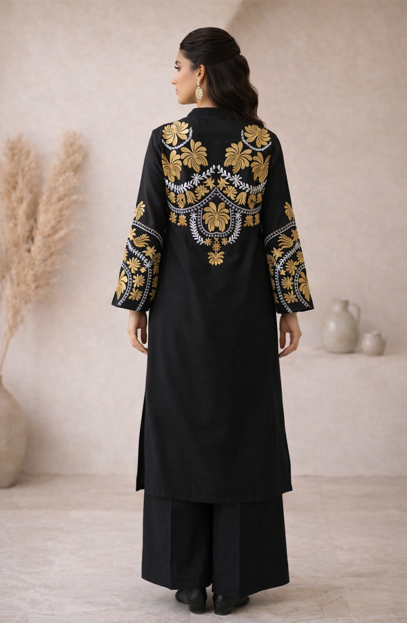 Classic Noir Embroidered Suit