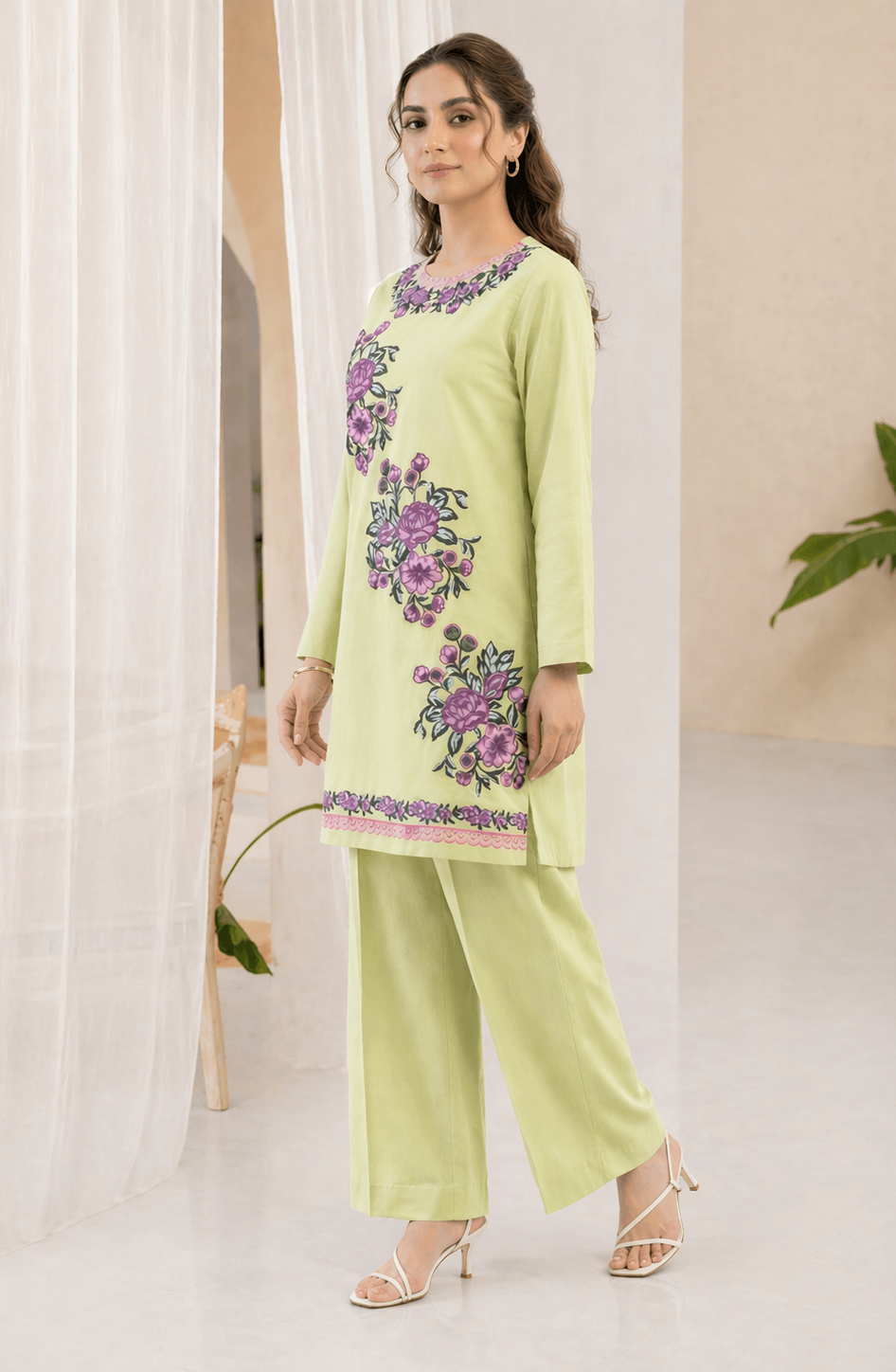 Mint Embroidered Set