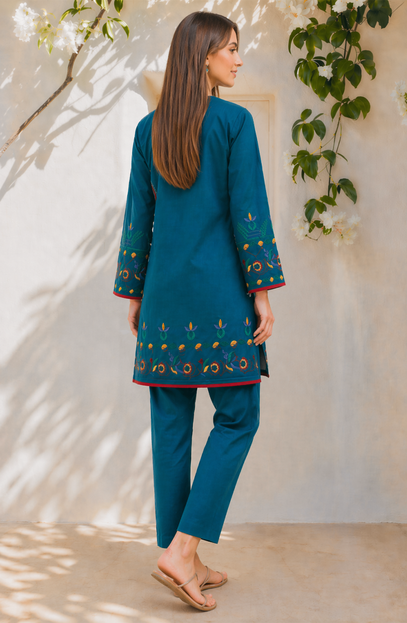 Deep Teal Embroidered Suit