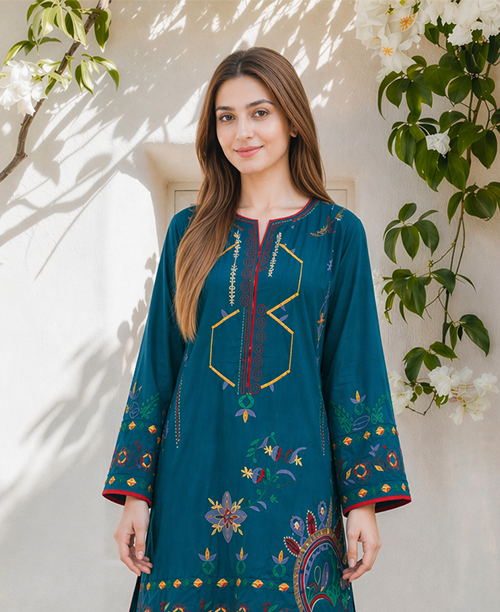 Deep Teal Embroidered Suit