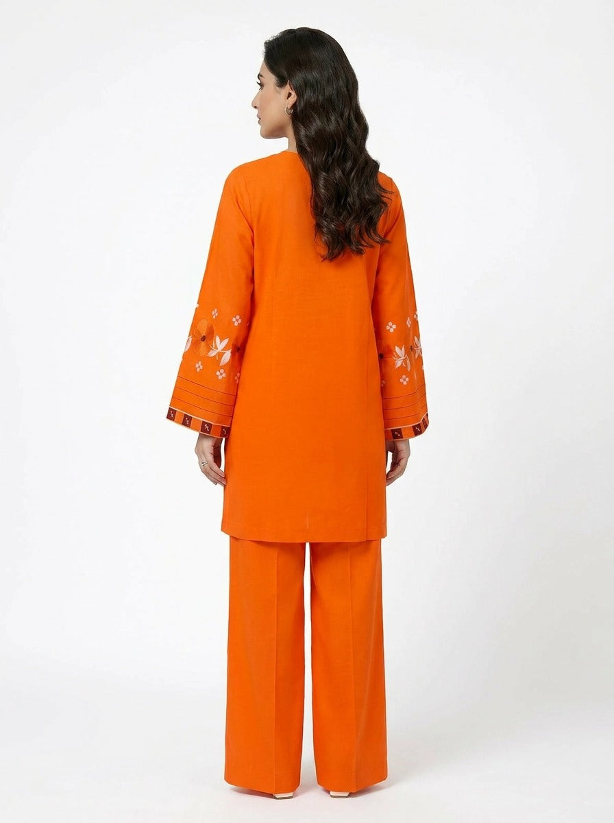 Orange Embroidered Suit