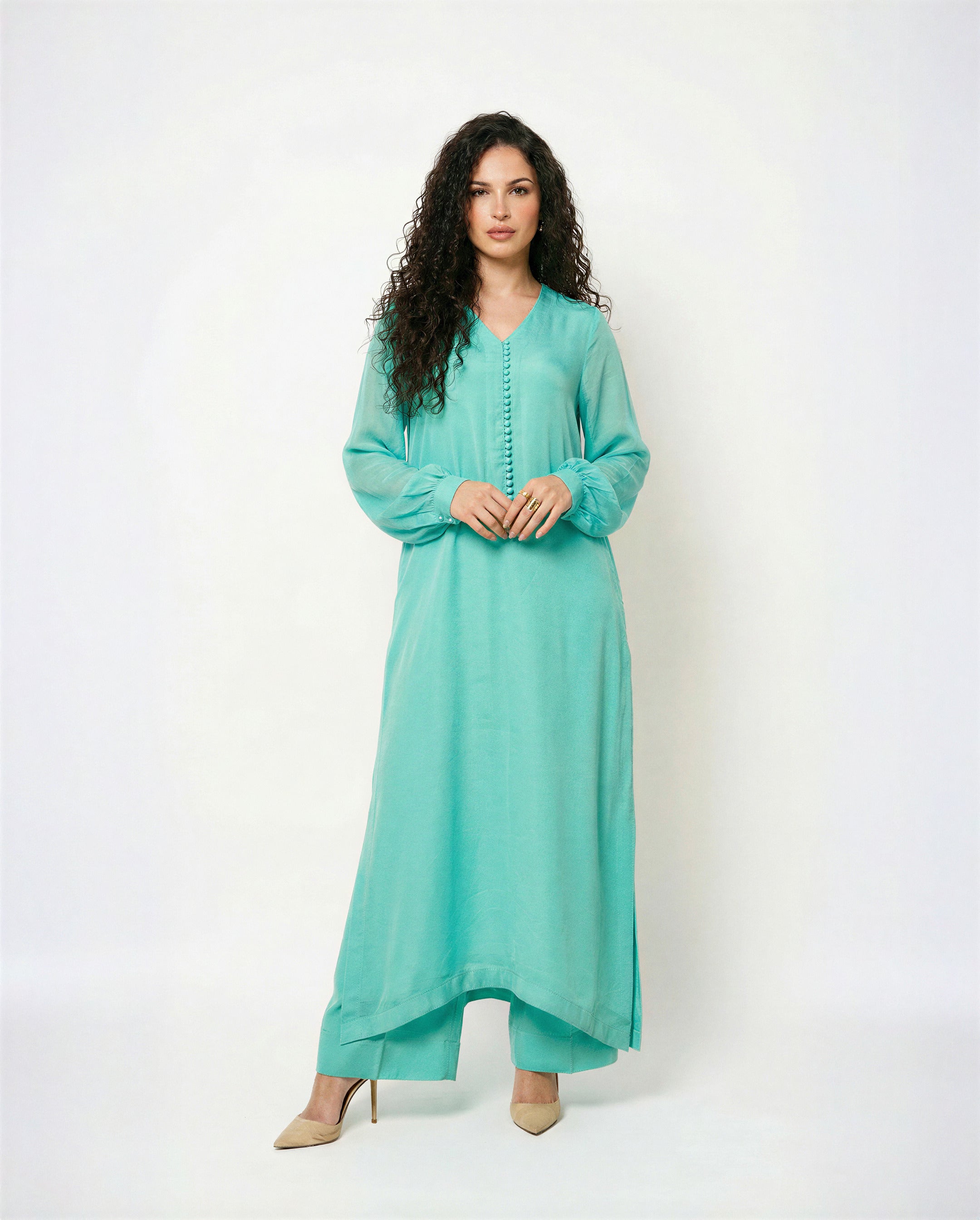 Turquoise Chiffon Set