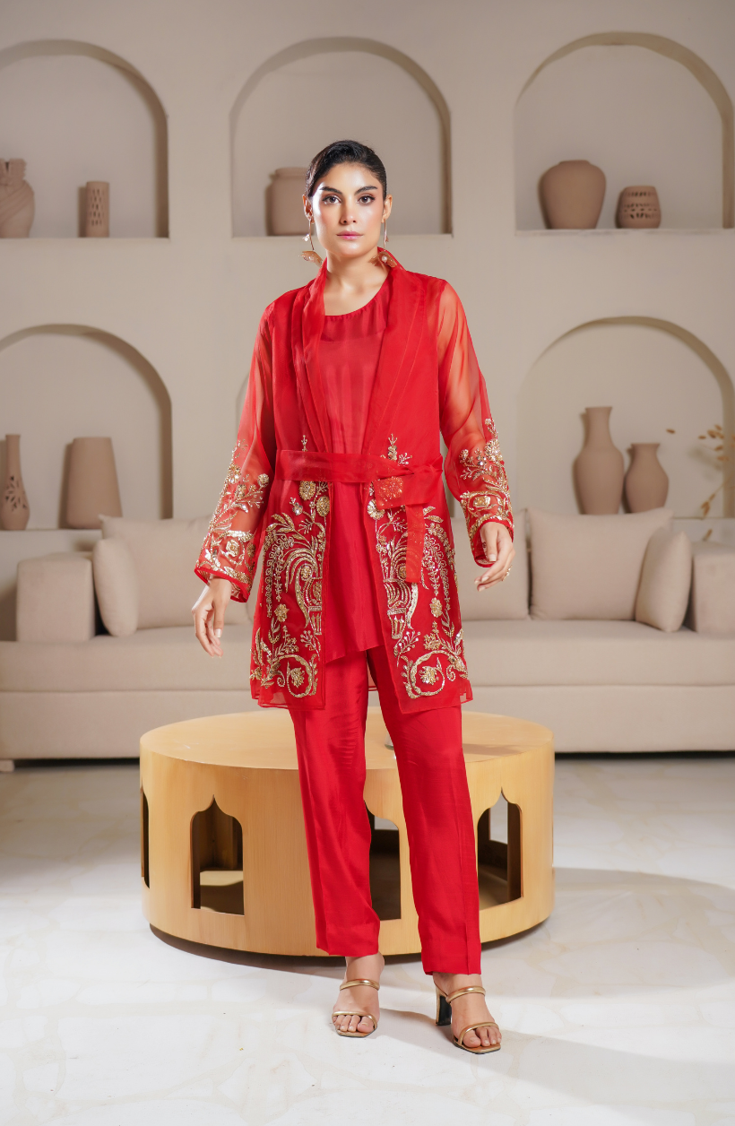 3 Piece -Adda Work Printed Embroidered  Suit -LW25-24