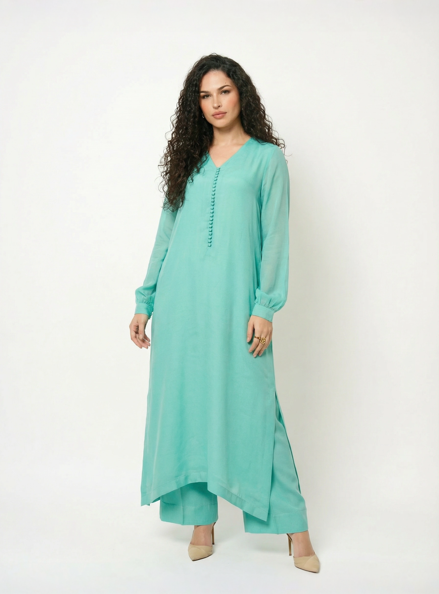 Turquoise Chiffon Set