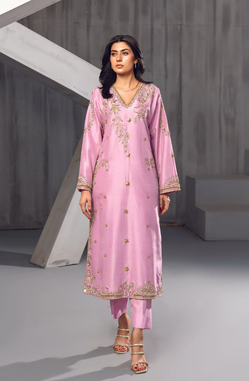 Raya Baby Pink Rawsilk Dress