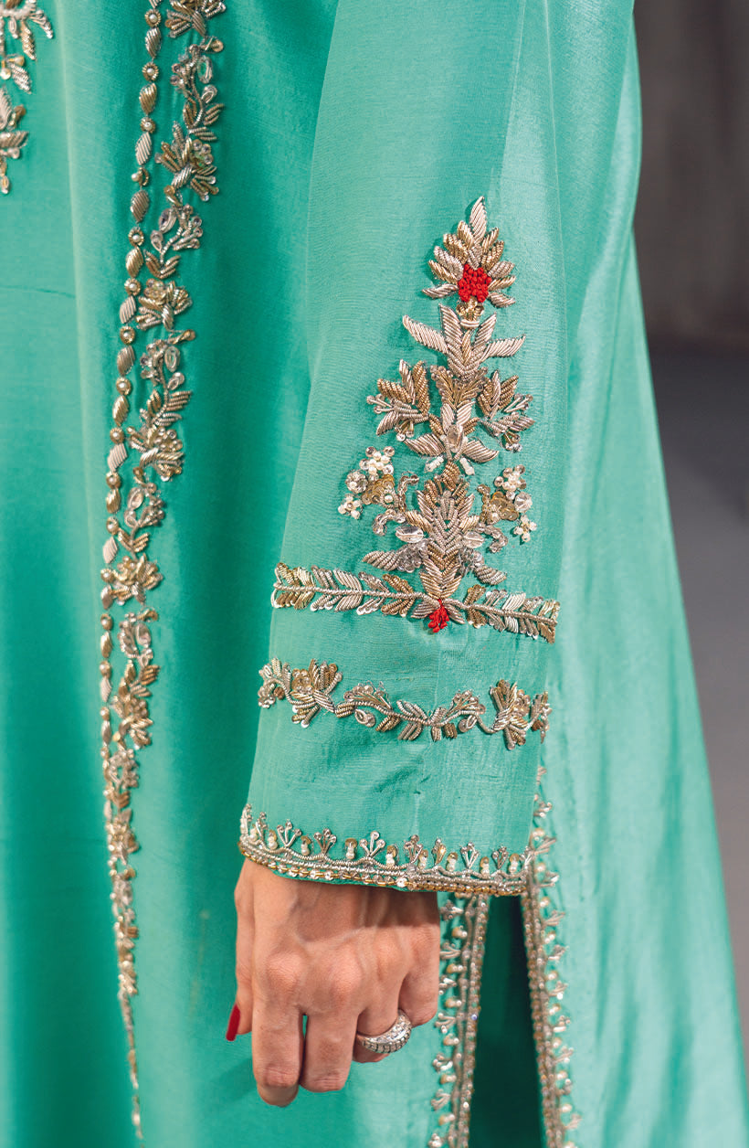 Raya Sea Green Rawsilk Dress