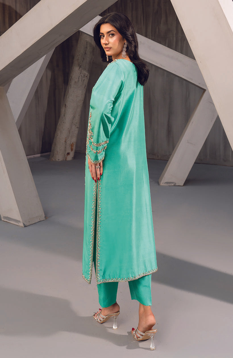 Teal Heirloom Embroidered Set