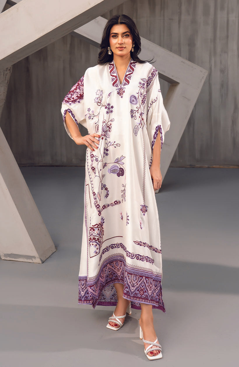 Lina Kaftan White Khaadi Silk Kaftan Dress