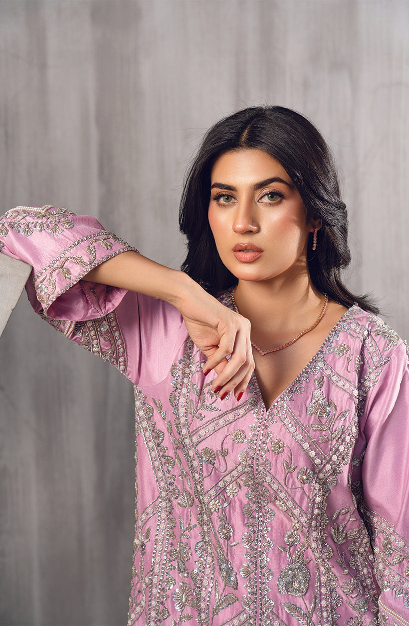 Short Raya Lilac Pink Rawsilk Dress