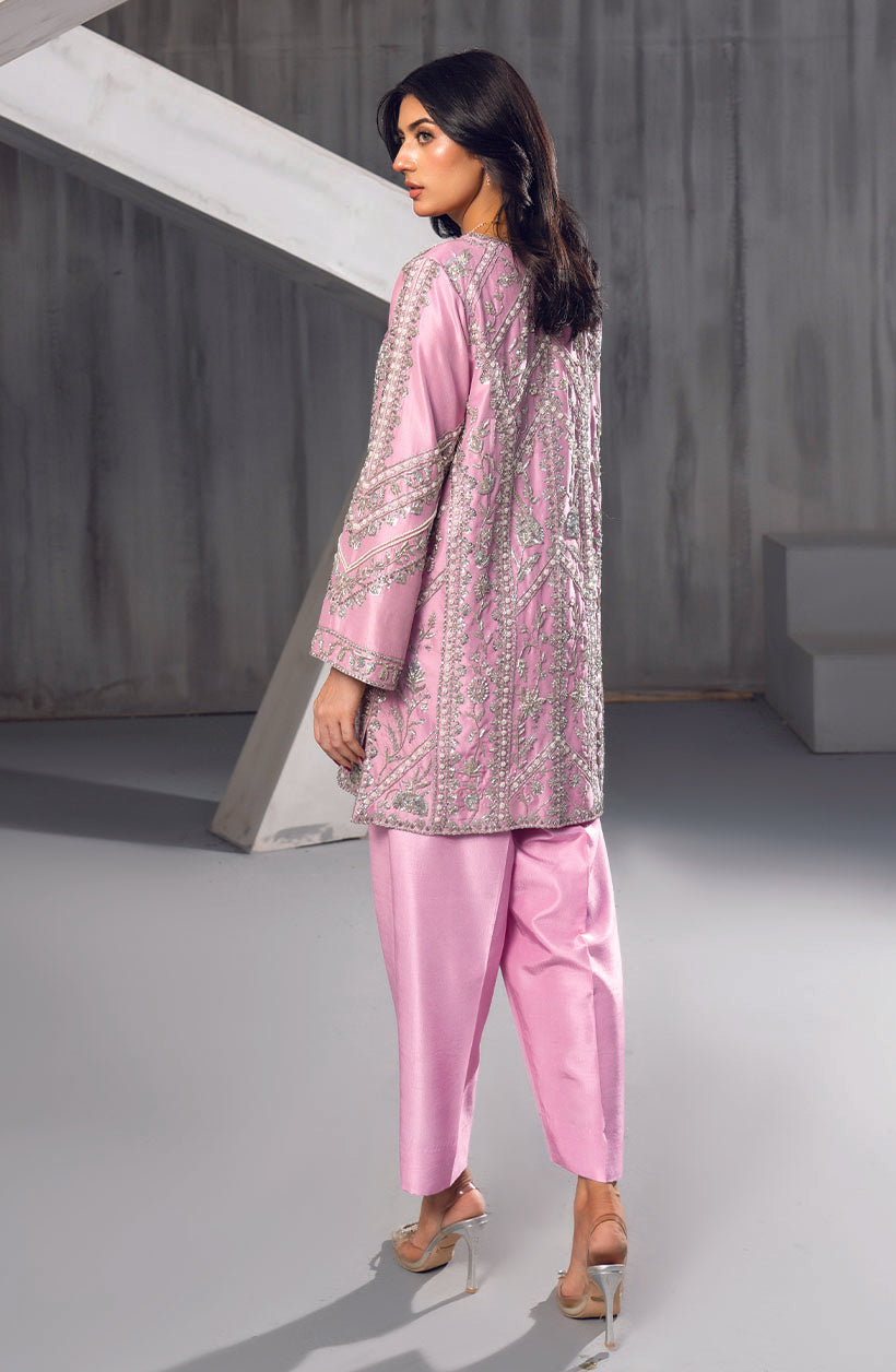 Short Raya Lilac Pink Rawsilk Dress
