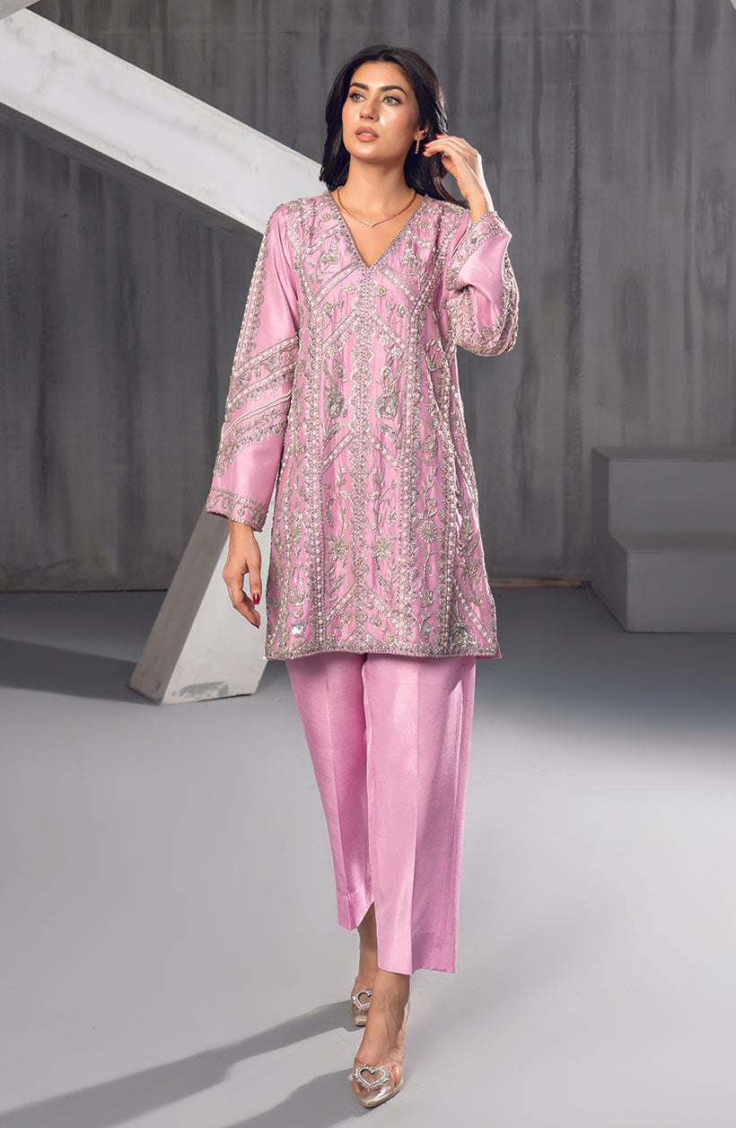 Short Raya Lilac Pink Rawsilk Dress
