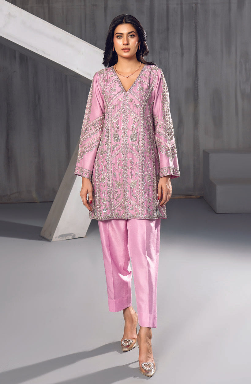 Short Raya Lilac Pink Rawsilk Dress