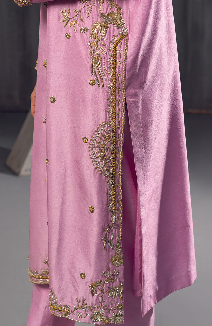 Short Raya Lilac Pink Rawsilk Dress