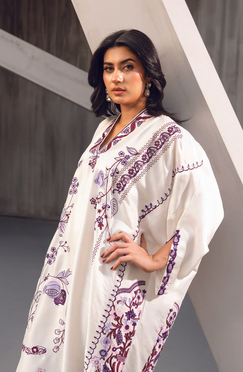 Lina Kaftan White Khaadi Silk Kaftan Dress