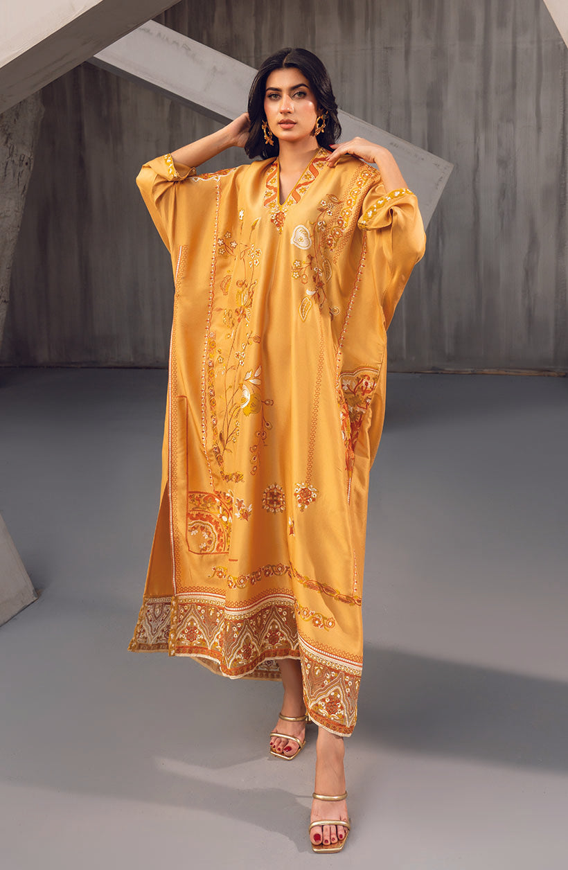Lina Kaftan Gold Rawsilk Kaftan Dress