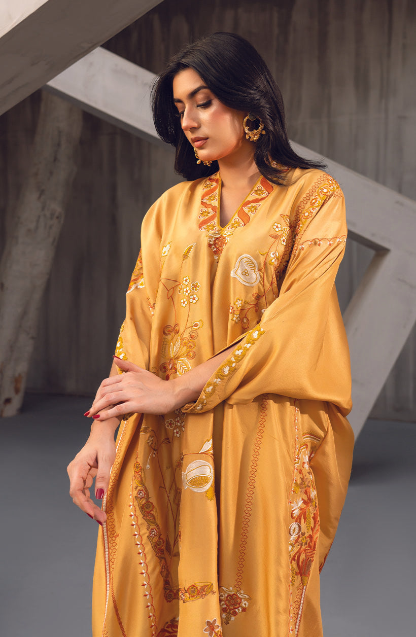 Lina Kaftan Gold Rawsilk Kaftan Dress