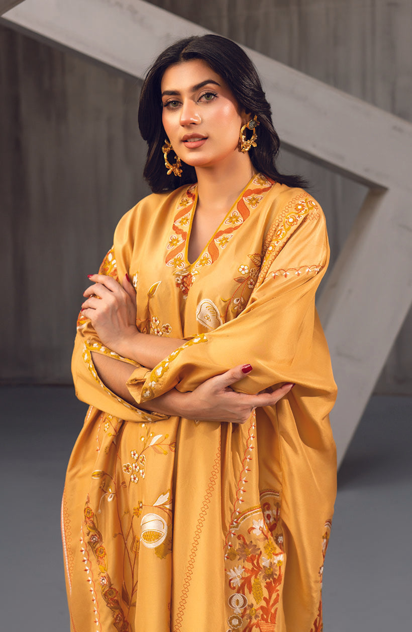 Lina Kaftan Gold Rawsilk Kaftan Dress