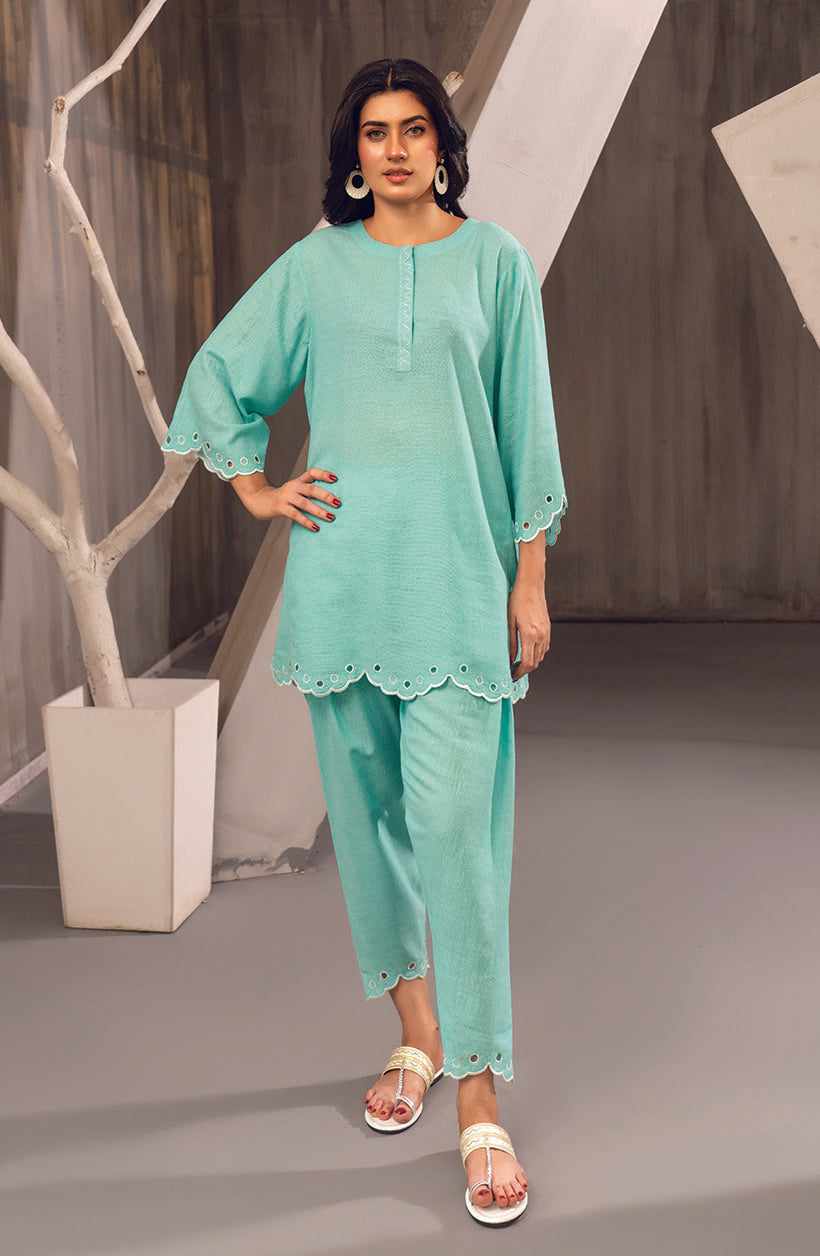 Zee Top Ice Blue Summer Karandi Set