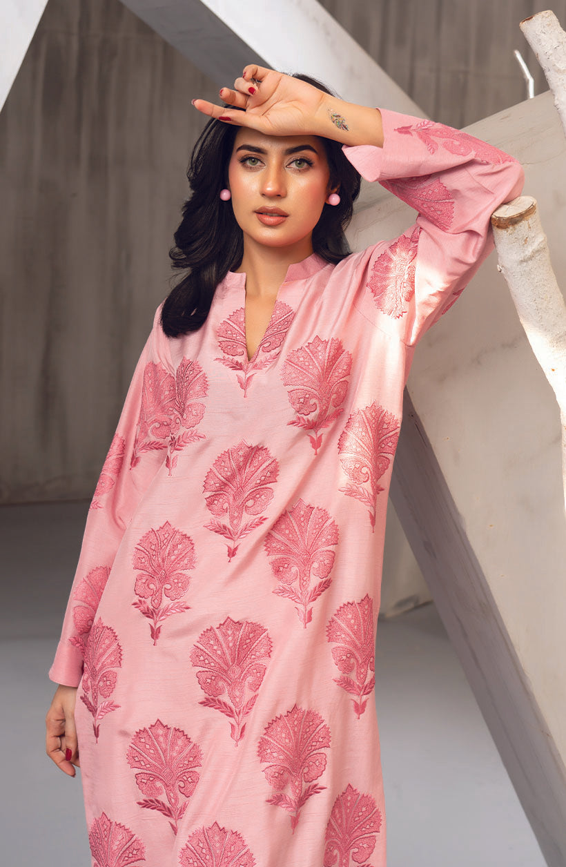 Lina Rose Pink Korean Rawsilk Dress