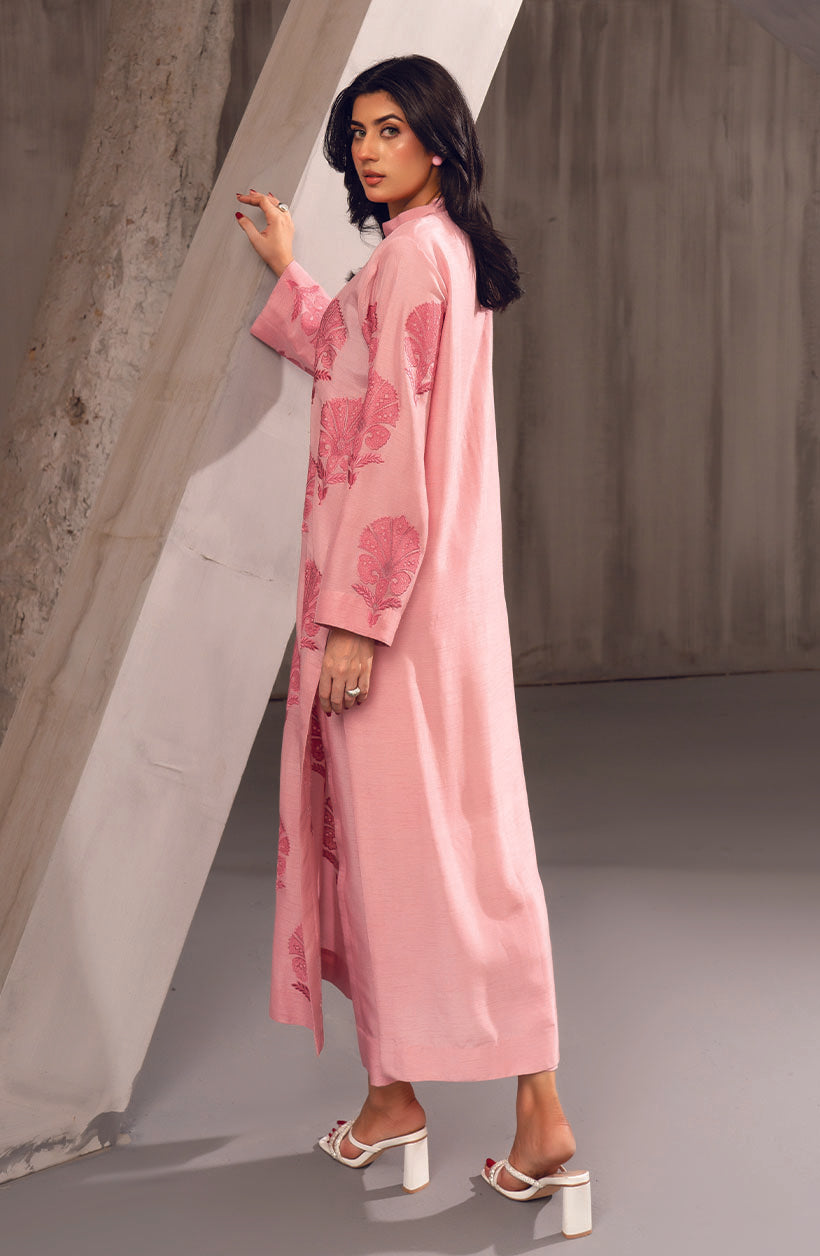 Lina Rose Pink Korean Rawsilk Dress