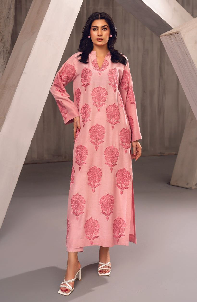 Lina Rose Pink Korean Rawsilk Dress