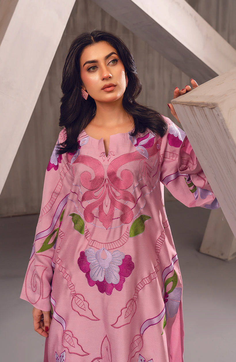 Zoe Lilac Pink Khaadi Silk Kurta Set