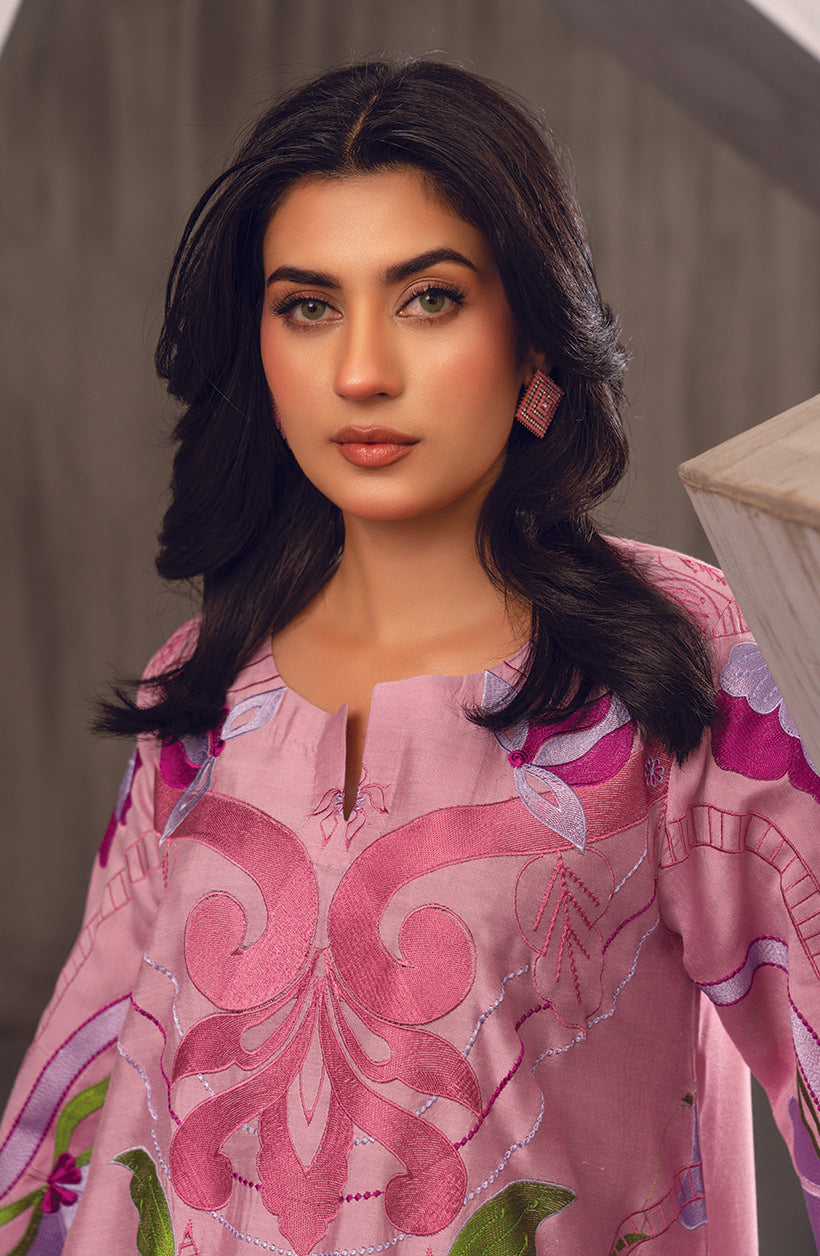 Zoe Lilac Pink Khaadi Silk Kurta Set