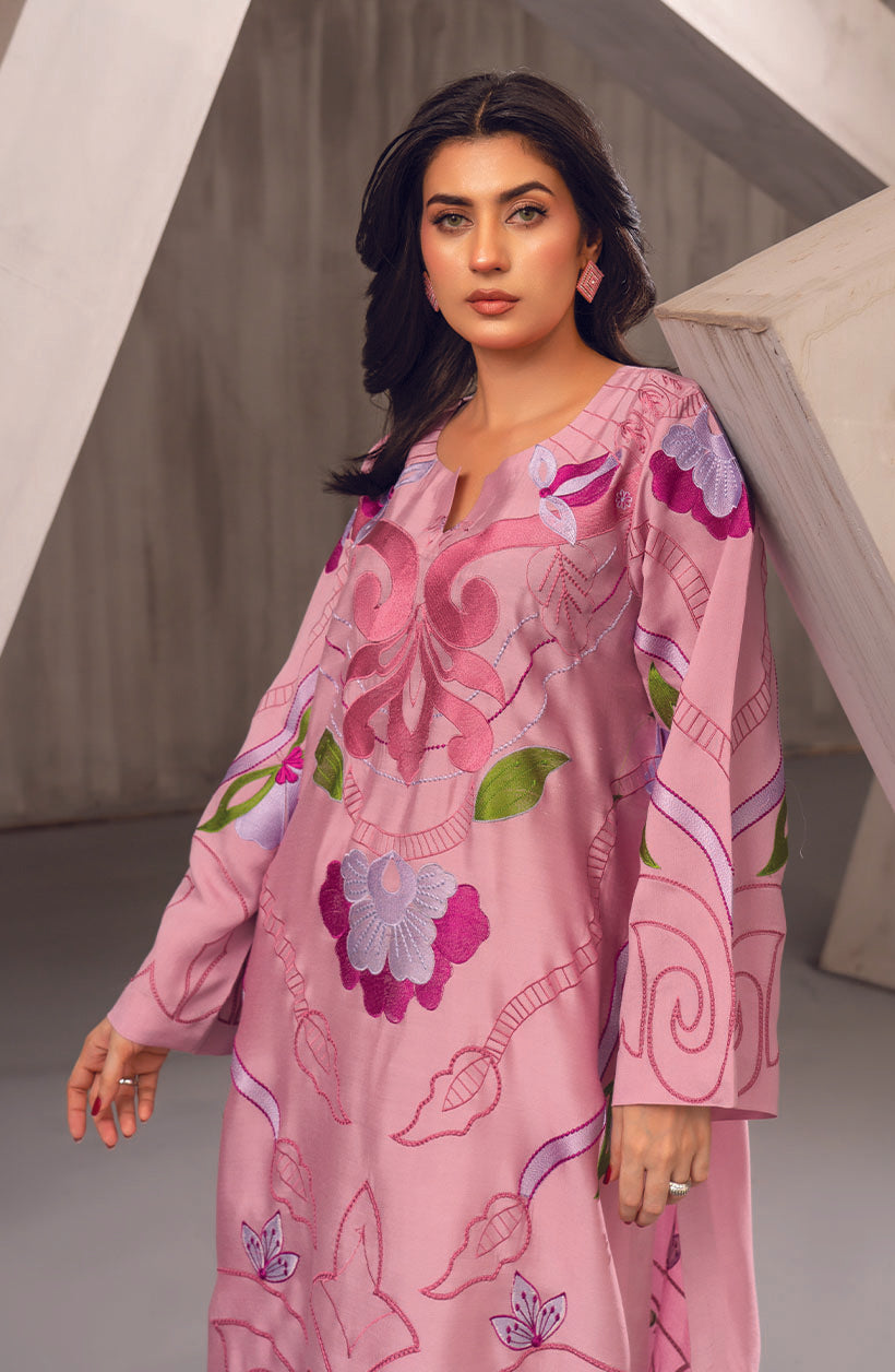 Lilac Pink Embroidered Set