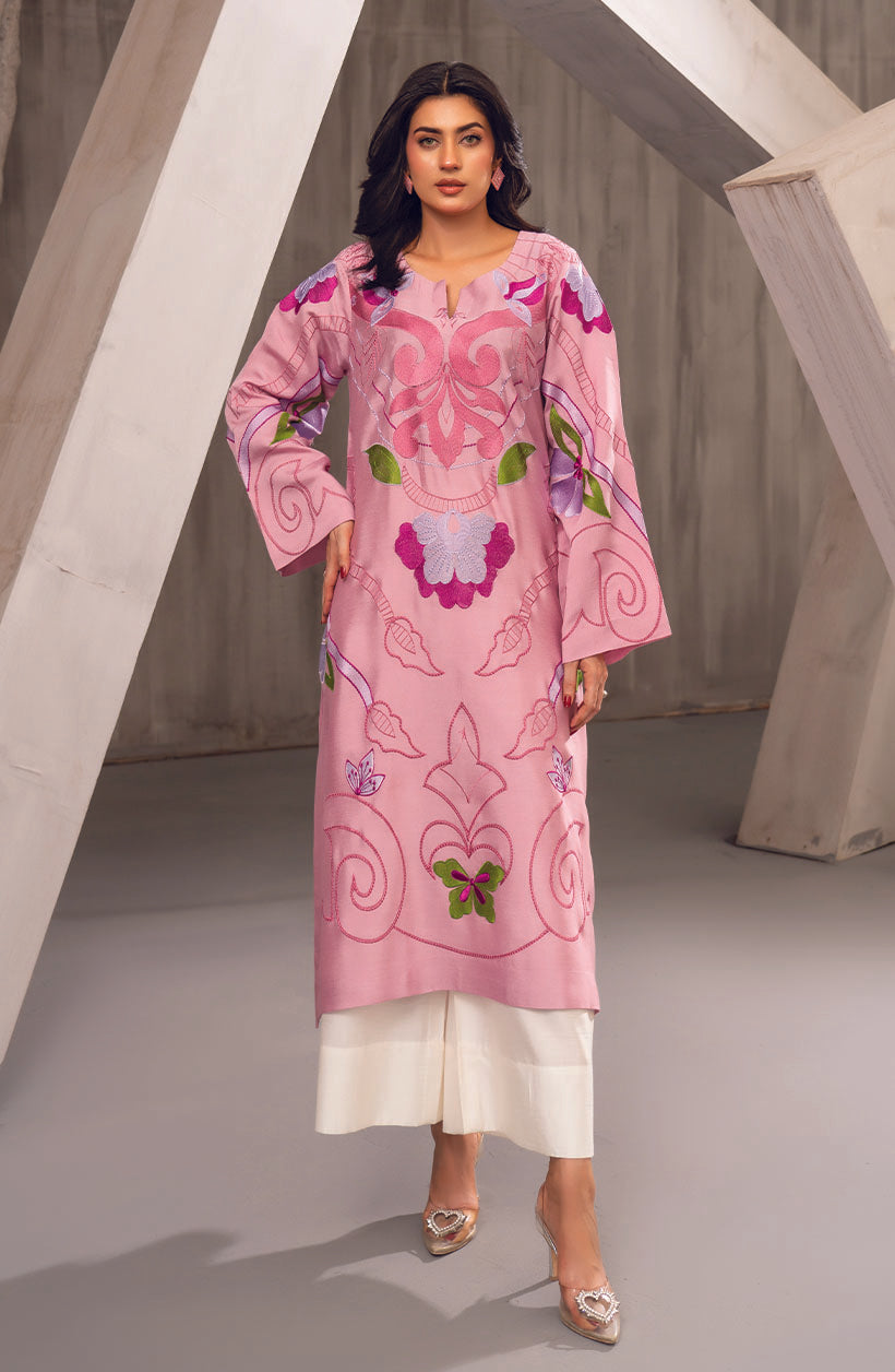 Zoe Lilac Pink Khaadi Silk Kurta Set
