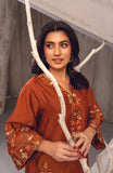 Zee Top Burnt Orange Khaadi Silk Kurta Set