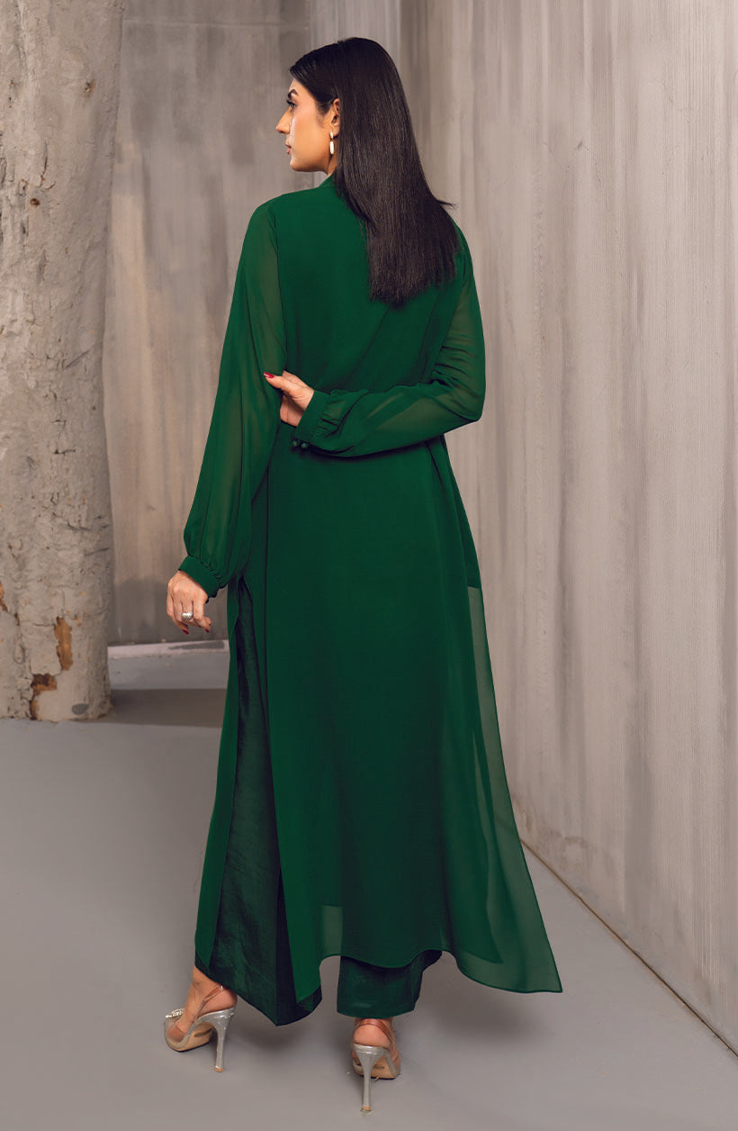 Lina Emerald Green Georgette Chiffon Dress