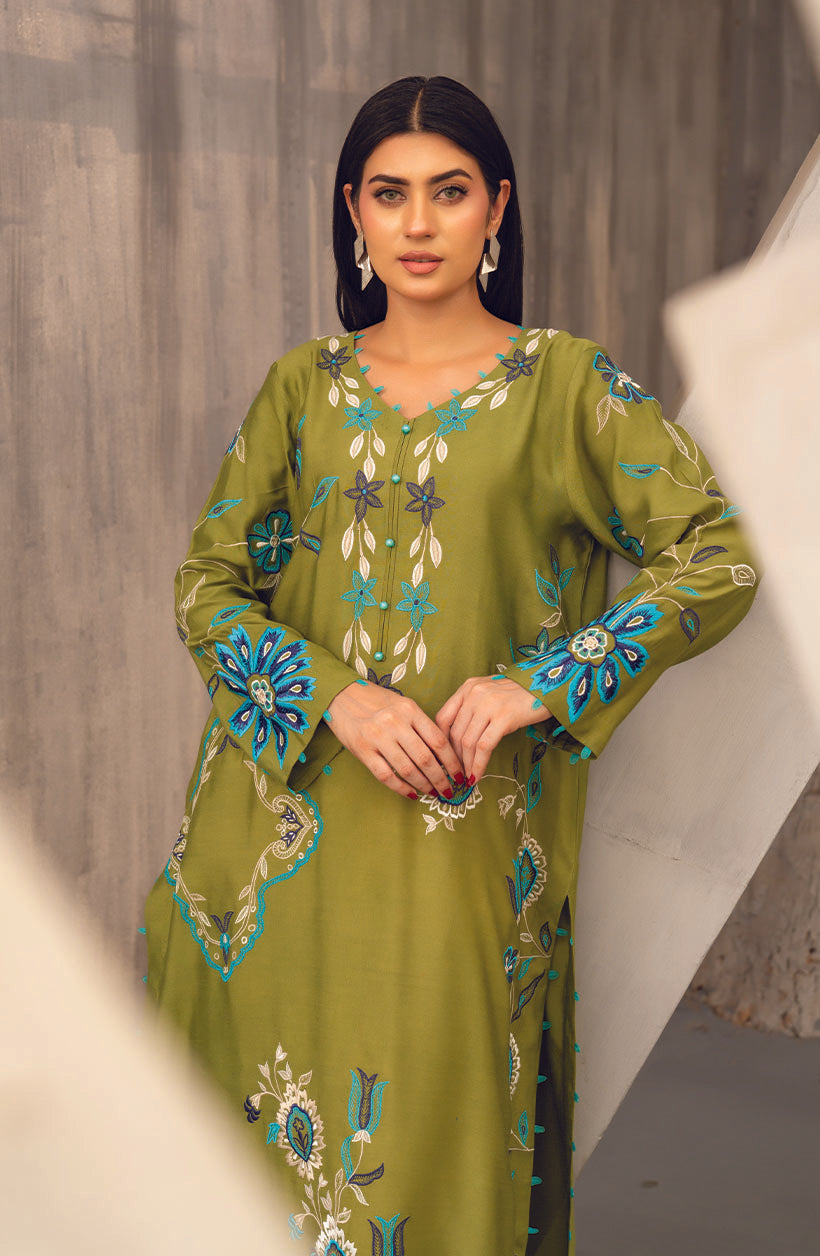 Olive Embroidered Set