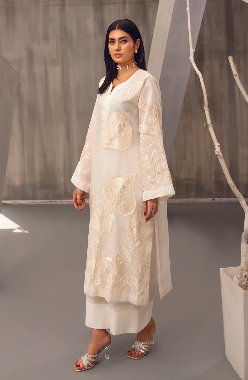 Floral Ivory Embroidered Set