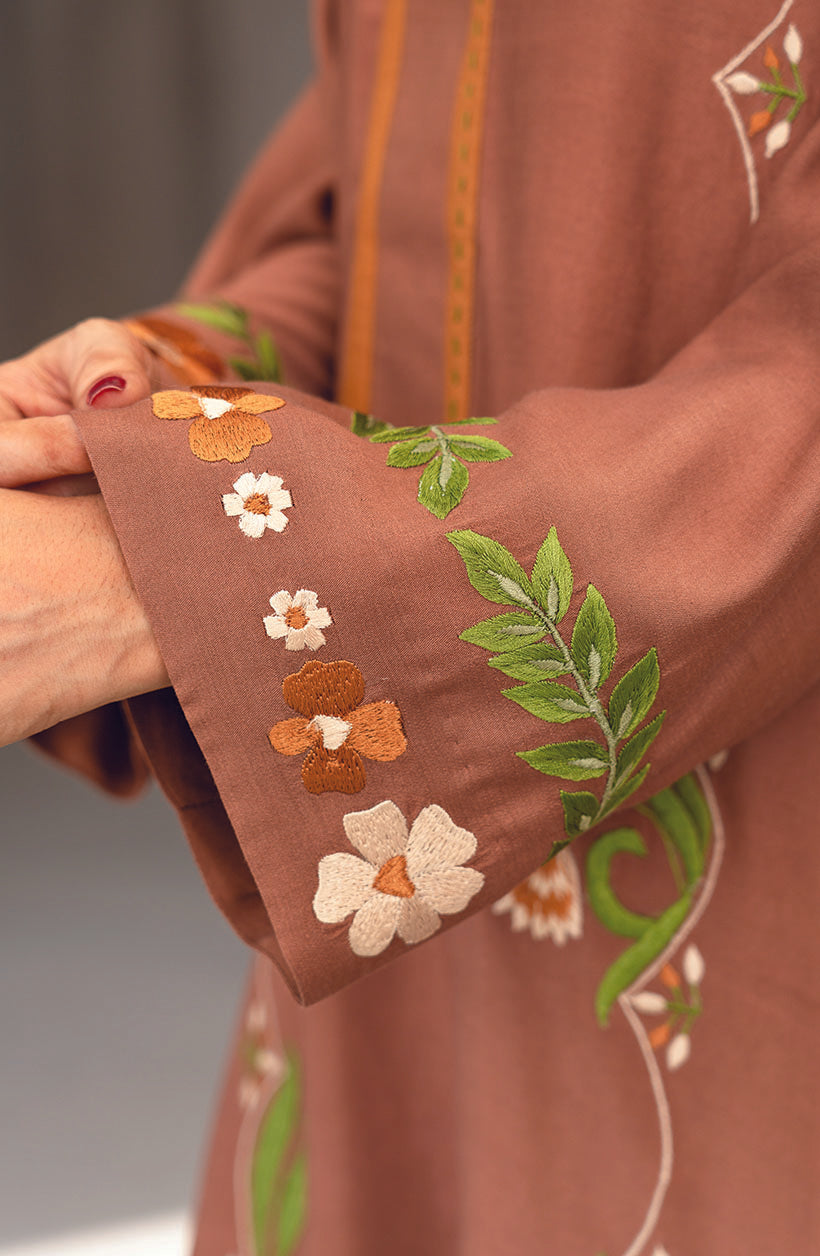 Coffee Brown Embroidered Set