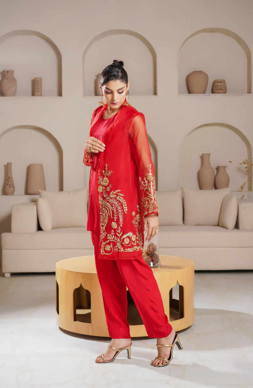 3 Piece -Adda Work Printed Embroidered  Suit -LW25-24