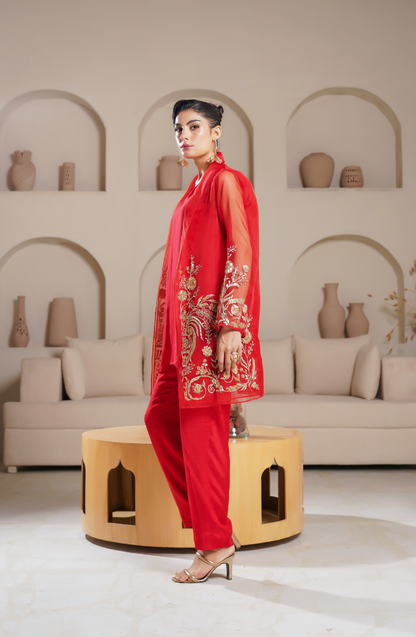 3 Piece -Adda Work Printed Embroidered  Suit -LW25-24