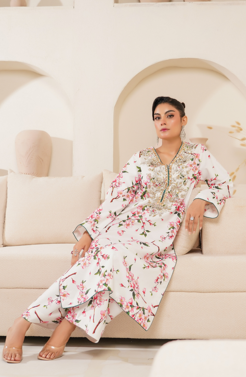 2 Piece - Adda Work Printed Embroidered  Suit - LW25-22