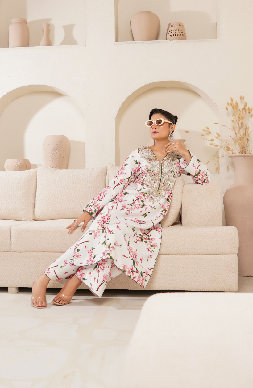 2 Piece - Adda Work Printed Embroidered  Suit - LW25-22